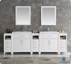 Fresca Fvn21 96wh Cambridge 96 Inch White Double Sink Traditional Bathroom Vanity With Mirrors
