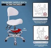 Amazon.com: MWOSEN Saddle Stool Chair with Back with Foot Ring Rolling  Esthetician Seat for Salon Tattoo Shop Spa Facial lash Home Dentist Clinic  ...