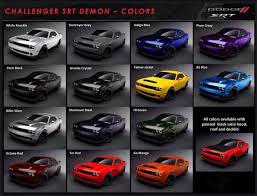 2018 Dodge Color Chart For The Srt Demon The 2018 Dodge