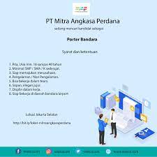 Tersedia lowongan kerja cargo bandara soekarno hatta di jobindo.com, silahkan mendaftar segera kirim lamaran anda untuk lowongan pekerjaan cargo bandara . Lowongan Kerja Jakarta Lowongan Kerja Pt Mitra Angkasa Perdana Posisi Porter Di Bandara Porter Bertanggung Jawab Untuk Mengangkut Berbagai Barang Dari Bagasi Pesawat Ke Gudang Yang Ada Di Bandara Syarat