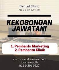 Ohjobs, jawatan kosong 2021, kerja kosong 2021, jawatan kosong kerajaan 2021, jawatan kosong swasta 2021, job vacancy, kerja kosong kerajaan, 2021, iklan jawatan kosong 2021, jobs in malaysia 2021, temuduga terbuka 2021, jawatan kosong kerajaan terkini, download borang. Jawatan Kosong Segera 1 Idramawar Dental Clinic Facebook