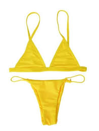 Yellow Triangle Thong Bottom Bikini Swimwear Swimwear