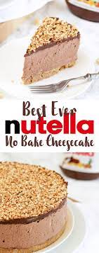 How To Make The Best Ever No Bake Nutella Cheesecake With Video Tutorial This Delicious Cheesecake Is T Desserts Nutella Cheesecake Recipes Nutella Recipes