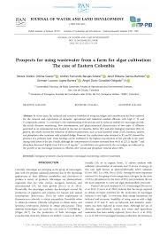 PDF) Prospects for using wastewater from a farm for algae cultivation: The  case of Eastern Colombia