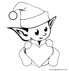They are all free to print, and the kids will love coloring them in. Cute Christmas Elf Coloring Pages Elf Coloring Pages Coloring Pages For Kids And Adults