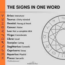 Even if you are unable to keep up with his level of tidiness, you need to make a good effort at it. The Signs In One Word Aries Immature Taurus Dirty Minded