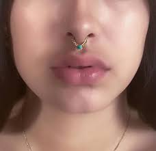 Turquoise Gem Gold Septum Ring Septum Jewelry Septum Etsy Septum Jewelry Nose Earrings Nose Jewelry