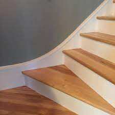 Refinished Hardwood Stairs White Risers Maple Treads Hardwood Stairs Wood Stairs Oak Stairs