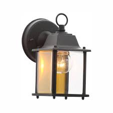 Hampton Bay 1 Light Black Outdoor Wall Lantern Sconce Bpm1691 Blk The Home Depot