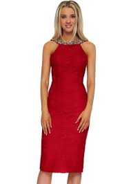 Pia Michi Rouge Scoop Back Silver Diamonte Cocktail Dress Red Cocktail Dress Red Lace Cocktail Dress Dresses