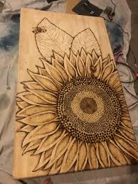 Wood Burned Sunflower Table In 2020 Wood Burning Crafts Wood Burning Patterns Wood Burn Designs