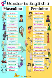Gender Of Nouns Useful Masculine And Feminine List 7 E S L Gender In English English Vocabulary Learn English