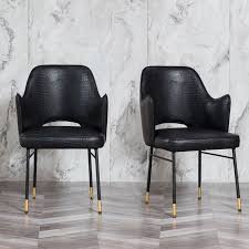 Upholstered Dining Chair Black Faux Leather Dining Chair High Back Dining Chairs With Arm Metal Leg Set Of 2 In 2020 Faux Leather Dining Chairs Black Leather Dining Room Chairs Living