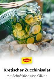 Kretischer Zucchinisalat Mit Schafskase Und Oliven Rezept Zucchinisalat Zucchini Salat