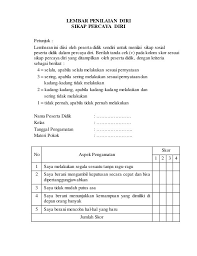 Instrumen Lembar Penilaian Diri Sikap Office Word Microsoft Excel Letter Worksheets