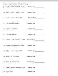Six types of chemical reaction worksheet. Solved Types Of Chemical Reaction Worksheet Ch 7 Name B Chegg Com