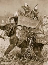Tiger hunting scene on the back of an ...