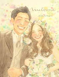 フジエシュンスケの似顔絵ウェルカムボード8 ウェディング 似顔絵 ウエルカムボード イラスト 結婚式 diy
