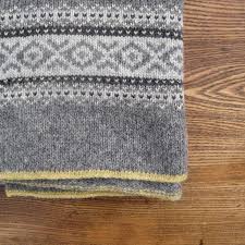 Fair Isle Blanket Pure Wool Olive Knitted Blankets Fair Isle Knitting Knitting