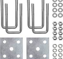 U Bolts & Plate Kit for Boat Trailer Axle Leaf Springs Galvanized Zinc, 2  1/8"W x 4 3/4"L