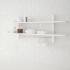 Varde Wandregal Mit 5 Haken Weiss 140x50 Cm Ikea Deutschland Regalwand Regal Kuchenwandregale