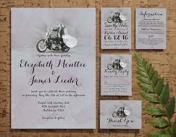 Motorcycle Wedding Invitation Set Suite Printed Printable Wedding Invitations Inv Motorcycle Wedding Invitations Motorcycle Wedding Themed Wedding Invitations