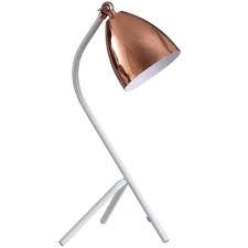 It comes equipped with a 2 prong outlet seated in the base for use to charge mobile phones, handheld games, tablets, and other small electronics. 17x7in Rose Gold Task Lamp At Home