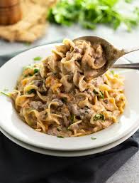 This Easy Make Ahead Casserole Is Everything You Love About Beef Stroganoff With The Con Ground Beef Stroganoff Diner Recipes Beef Stroganoff Casserole Recipe