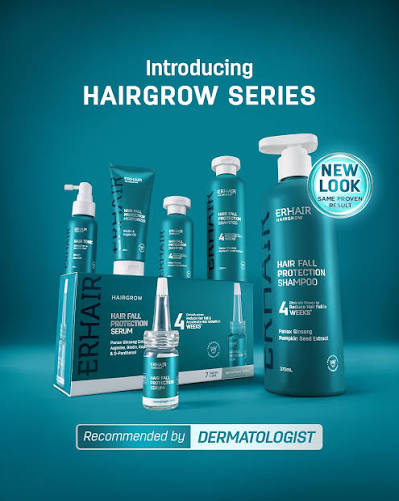 ERHAIR HairGrow Series now in a new look with same proven results &eth; Teruji  klinis membantu mengurangi kerontokan & menumbuhkan rambut dalam waktu 4  minggu dengan kandungan Pumpkin Seed Extract sebagai DHT