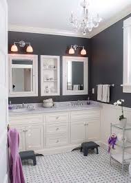 We are a small, family business dedicated to the design and installation of luxury. White And Black Girls Bathroom With Purple Accents Transitional Bathroom