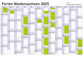 Ferien Niedersachsen 2025 - Ferienkalender zum Ausdrucken