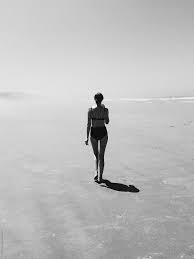 Black and white beach photography. Black And White Photo Of A Girl Walking On The Beach In A Bikini By Katie Joe