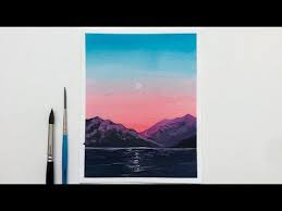 Sunset watercolor painting for beginners. How To Paint Sunset Landscape Easy Watercolor Sunset Painting For Beginners Daily Challenge Youtube Sunset Painting Watercolor Sunset Sunset Landscape