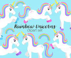 Pin the clipart you like. Rainbow Unicorn Clipart Cute Unicorns Clip Art Illustrations Unicorn Party Rainbow Pictures Einhorn Geburt