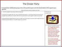 Greetings, handshakes, hugs, and smiles abound. The Dinner Party In Cooperative Collaborative Groups Discuss The Questions Given And Cite Textual Evidence That Supports Your Opinions Follow The Directions Ppt Download