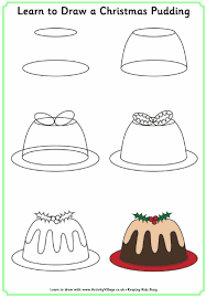 Learn To Draw A Christmas Pudding Easy Christmas Drawings Art Drawings For Kids Art Drawings Sketches Simple