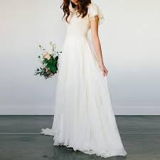 You can get creative if the invite says so. Flowy Chiffon Beach Wedding Dresses 2020 Short Sleeves Temple Bridal Gowns Long Informal Reception Dress Custom Size In 2021 Modest Bridal Gowns Chiffon Wedding Dress Beach Wedding Dress Flowy