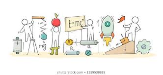 Sketch Of Physics Lab With Working Little People Doodle Cute Miniature Of Teamwork And Science Symbols Hand Drawn Cartoon Vector Illustration For School Subje
