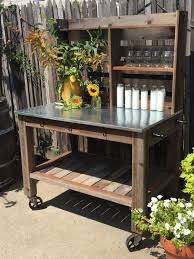 Cart stainless steel outdoor beach camping folding utility collapsible multipurose garden cart wagon tc0016. Potting Table Work Station Buffet Island Cart Outdoor Garden Furniture Hand Made Redwood Zinc Top Black Cast Potting Table Potting Bench Outdoor Potting Bench