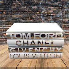 To keep it simple, i did not grout the tiles, so it's best for indoor use. Fashion Designer Book Labels Set Of 4 Chrome 5 Chanel Book Decor Glamour Decor Book Decor
