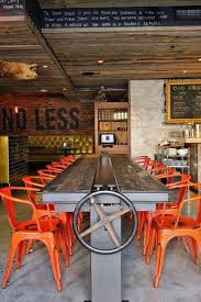 Great Industrial Table And Chairs Industrial Orange Crankitup Restaurant Design Restaurant Decor Restaurant Interior