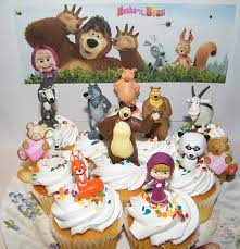 3 out of 5 stars. Masha And The Bear Deluxe Cake Toppers Cupcake Decorations 12 Set With 10 Figures And 2 Fun Bearrings Featuring Silly Wolf Masha Lady Bear And More Panda Bear Cake Toppers Toys
