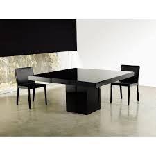 Dining table at modern kitchen with white brick walls. Modloft Beech Square Black Glass Modern Dining Table Eurway