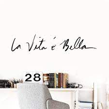 wjwy nordic style quotes vinyl wall sticker la vita e bella italian phrase mirrors wall art decals m mirror wall art decal wall art sticker wall art