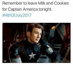 Does This Dude Look Like He Eats Cookies Ever Hey Cap N Six Pack Eat A Frakin Pizza Or Something P Patriotic Memes Marvel Funny Captain America