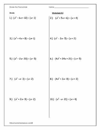 First divide the leading term of the numerator polynomial by the leading term of the divisor, and write the answer x on the top line Divide Polynomials Worksheet 2 Polynomials Math Word Problems Math Words
