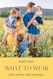 Yellow And Blue Outfit Inspiration For Family Photos Family Maternity Photos Family Photo Outfits Blue Family Photo Outfits
