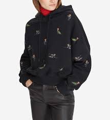 Coupe classique, capuche avec cordon de serrage, manches longues, poches kangourou frontale, bords côtes au niveau des poignets et l'ourlet. Sweat A Capuche Ours Brodes Polo Ralph Lauren Noir Bhv Marais