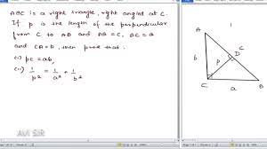 Solve the right triangle abc if angle a is 36°, and. Abc Is A Right Triangle Right Angled At C If P Is Perpendicular Prove That 1 P 2 1 A 2 1 B 2 Youtube
