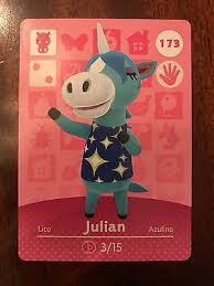 Animal Crossing Amiibo Card Julian 173 Animal Crossing Animals Amiibo